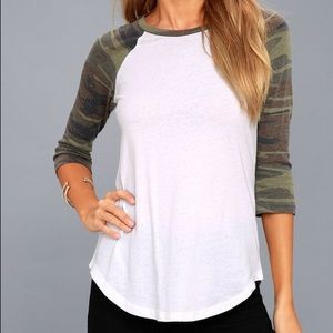 Camouflage Sleeves Baseball Tee L
